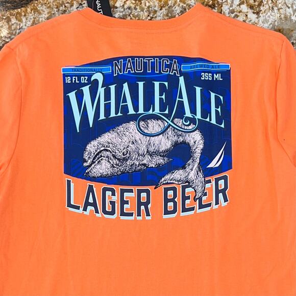 NWT Nautica Men's Peach/Orange Whale Ale Graphic Short Sleeve T-Shirt - SIZE M - Picture 4 of 8
